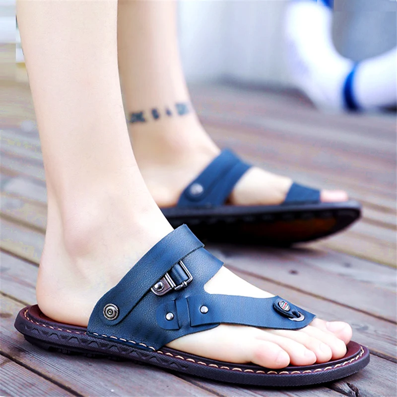Slippers Men's Summer Flip Flops Non-slip Beach Shoes 2019 New Soft Bottom Sandals Pinch Tide Male | Обувь