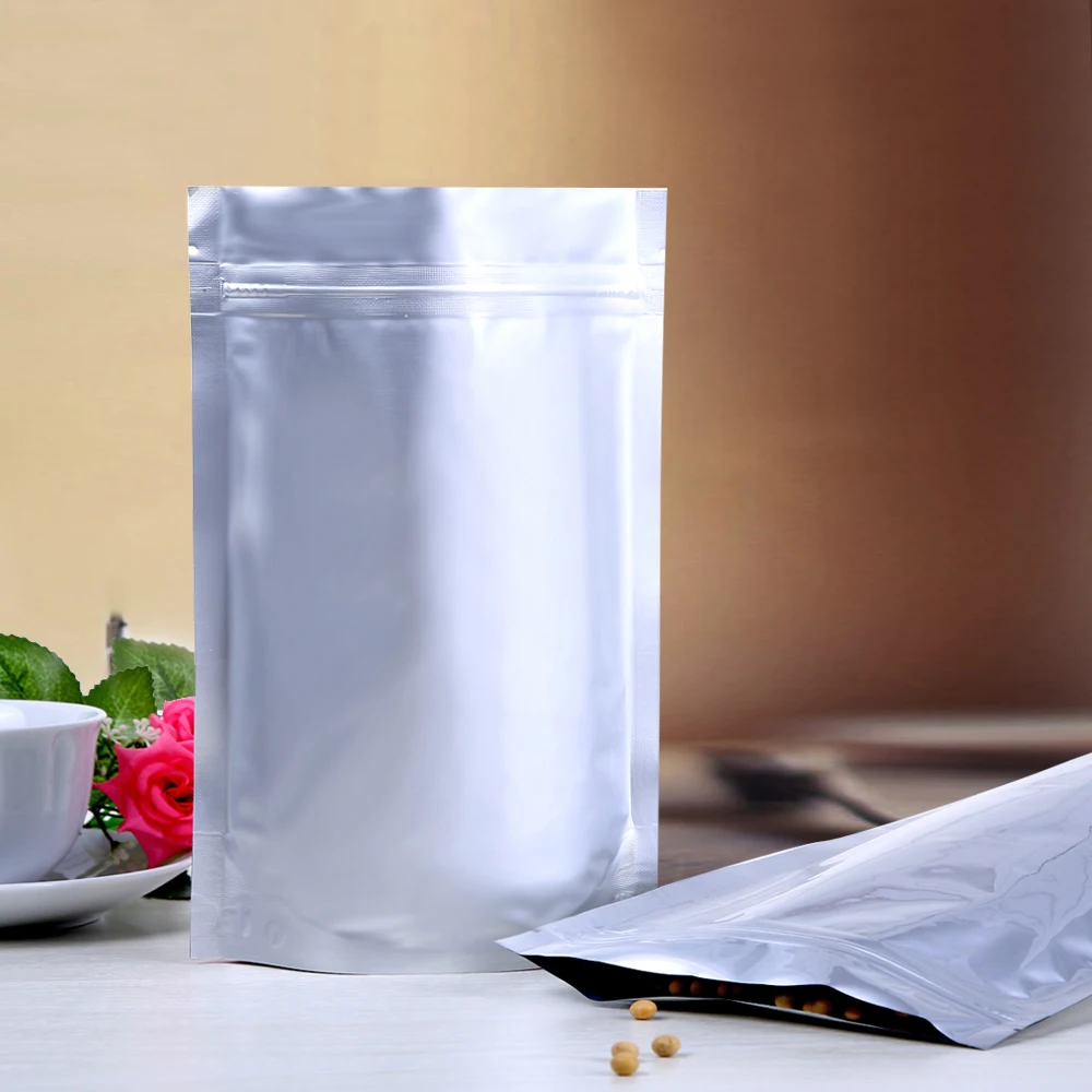 Silver Stand Up Bag, Heat Sealing Pure Aluminium Foil Bag Ziplock Bag food storage 100pcs/lot
Silver Stand Up Bag, Heat Sealing Pure Aluminium Foil Bag Ziplock Bag food storage 100pcs/lot
