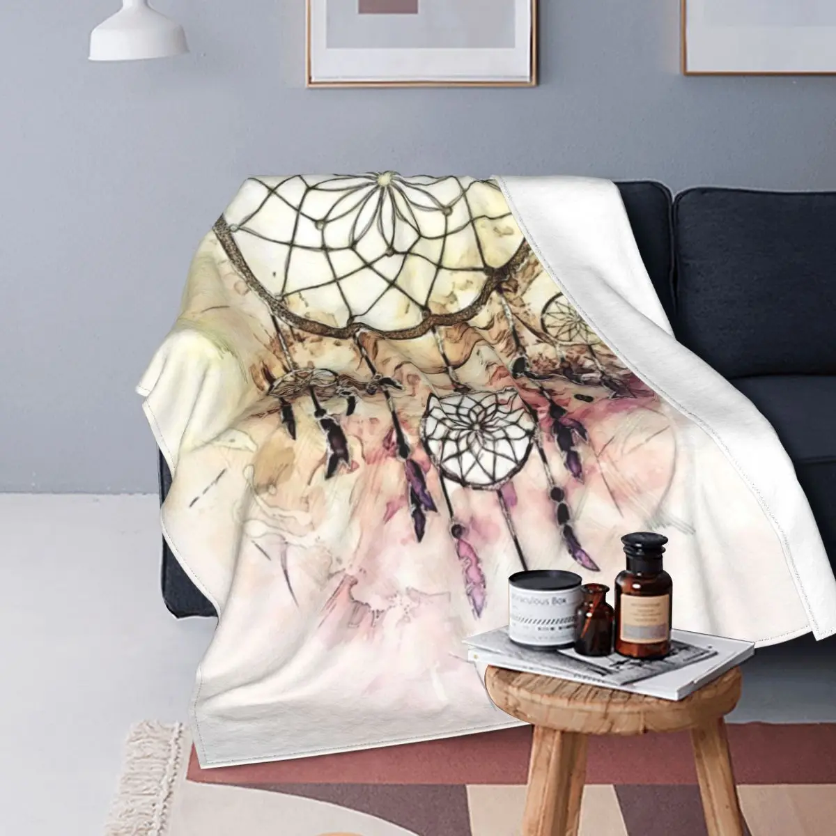 

Одеяло Ловец снов, многофункциональное легкое Фланелевое всесезонное покрывало с перьями для кровати, Дорожный Коврик