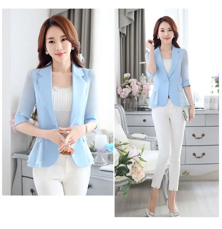 2021 Summer Blazer Three-Quarter Sleeves Ruffled Chiffon Suit Thin Women's Jacket Short Slim
2021 Summer Blazer Three-Quarter Sleeves Ruffled Chiffon Suit Thin Women's Jacket Short Slim