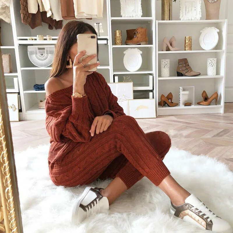Spring Cotton Tracksuit Women 2 Piece Set O-Neck Sweater Top+Elastic Waist Pant Knitted Suit Women Coat 2 Piece Set
Spring Cotton Tracksuit Women 2 Piece Set O-Neck Sweater Top+Elastic Waist Pant Knitted Suit Women Coat 2 Piece Set