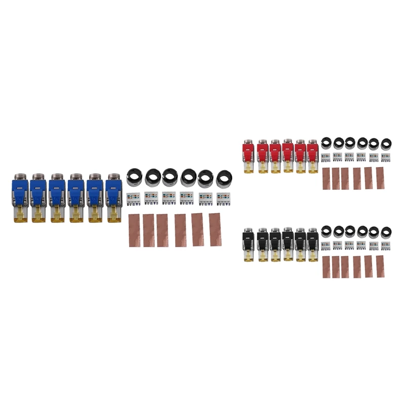 6Pc Tool-Free Shielded RJ45 Termination Plug Connector Cat6A Termination Plug Shielded Metal Boot
6Pc Tool-Free Shielded RJ45 Termination Plug Connector Cat6A Termination Plug Shielded Metal Boot