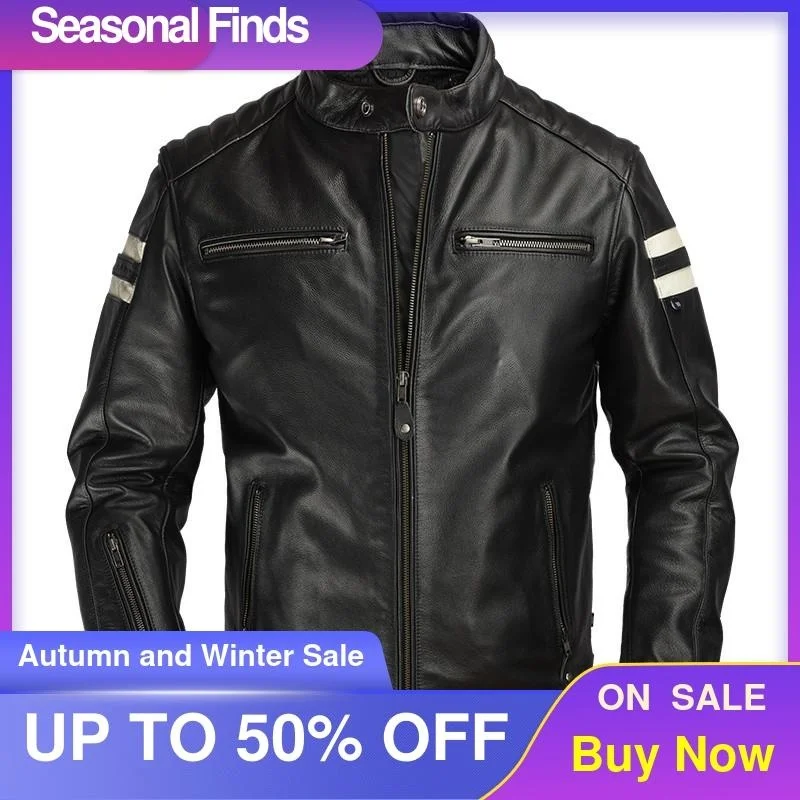 Black 2021 Men Slim Fit Motorcycle Leather Jacket Stand Collar Large Size XXXL Genuine Cowhide Spring Biker's Coat FREE SHIPPING
Black 2021 Men Slim Fit Motorcycle Leather Jacket Stand Collar Large Size XXXL Genuine Cowhide Spring Biker's Coat FREE SHIPPING