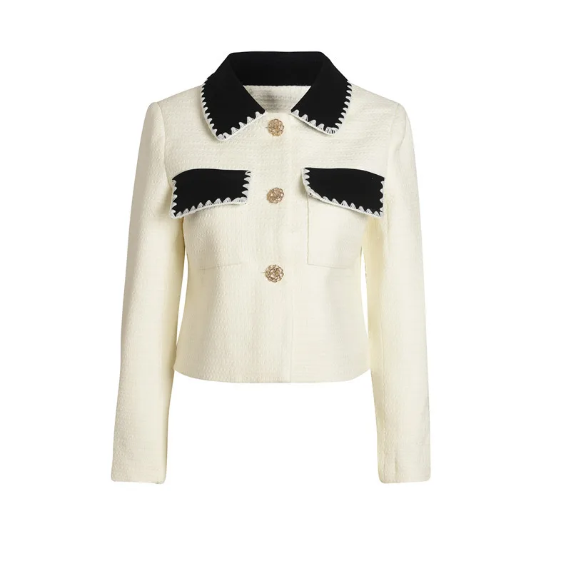 Black Patchwork White Tweed Coats and Jackets Women 2021 Autumn Office Lady Cropped Jacket Women Lapel Single Breasted Outerwear
Black Patchwork White Tweed Coats and Jackets Women 2021 Autumn Office Lady Cropped Jacket Women Lapel Single Breasted Outerwear
