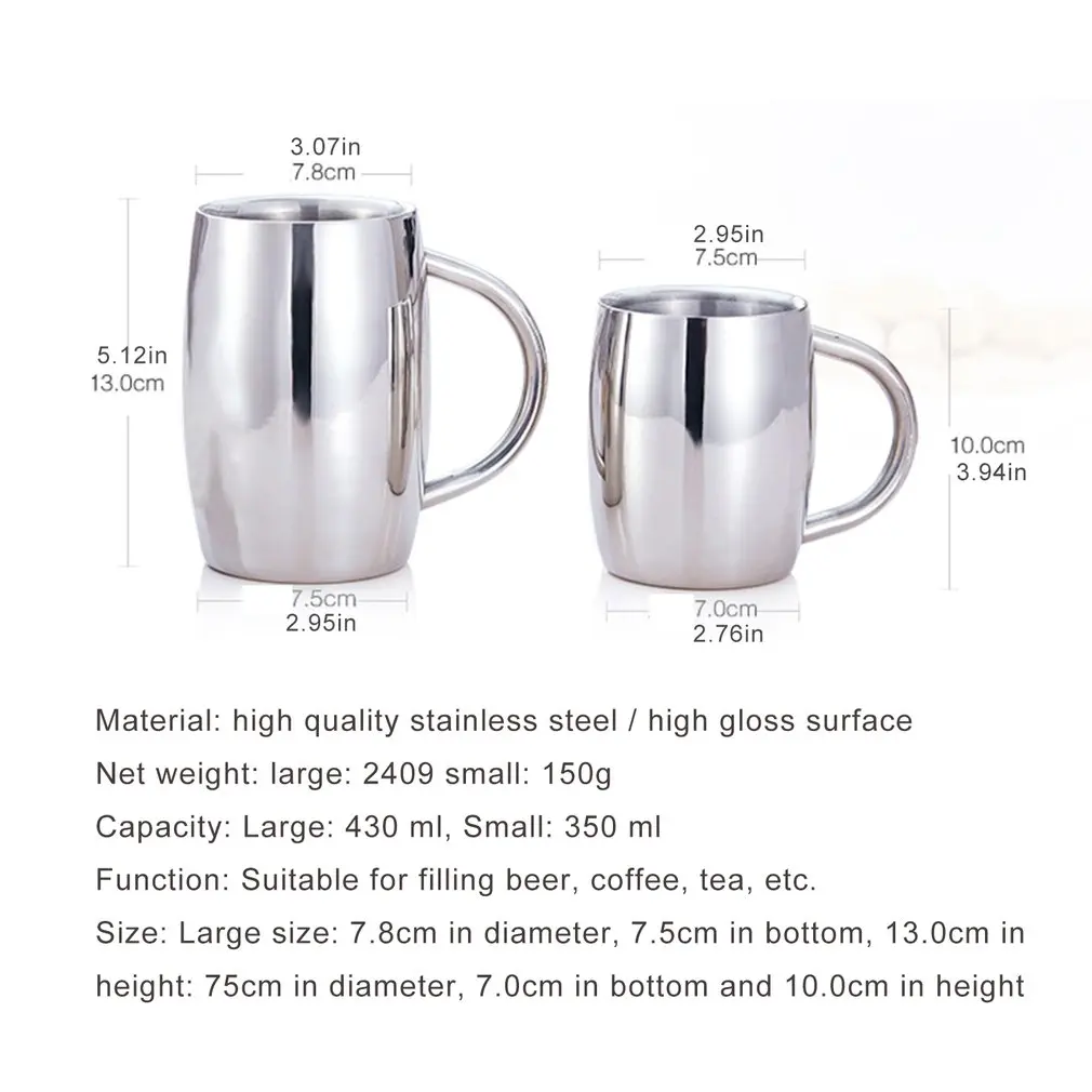 300/430 ml Stainless Steel Coffee Mug Beer Cup Double Wall Thermo Mug Wine Tumbler Travel Mugs for Tea Coffee Cup
300/430 ml Stainless Steel Coffee Mug Beer Cup Double Wall Thermo Mug Wine Tumbler Travel Mugs for Tea Coffee Cup
