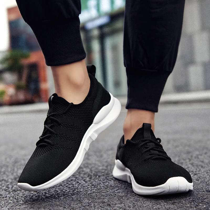 Black Sneakers Men Walking Shoes Breathable Lightweight Men's Running Shoes Training Workout Sport Gym Shoes Male Jogging Shoes