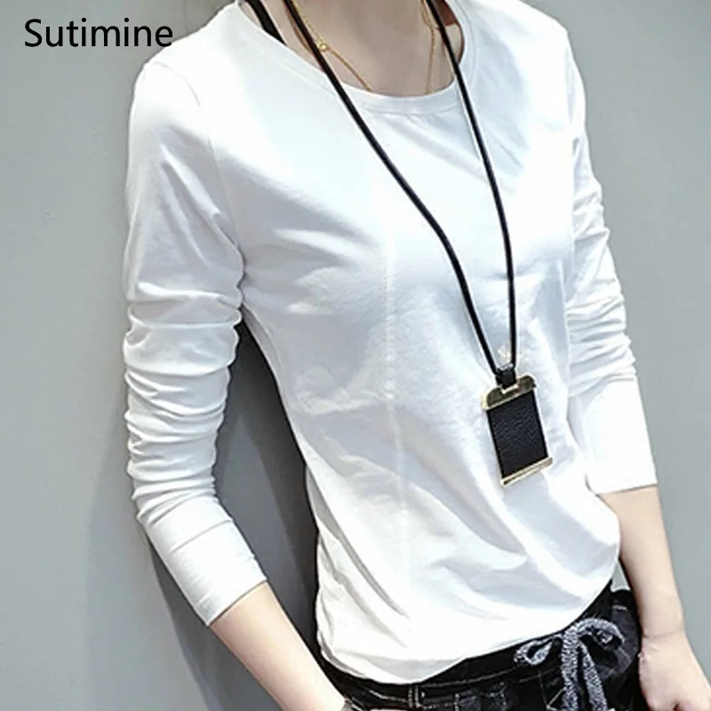 Women Clothing Woman T-shirts with Long Sleeve Casual Top Solid White Cotton T Shirt O Neck Tops for Girls
Women Clothing Woman T-shirts with Long Sleeve Casual Top Solid White Cotton T Shirt O Neck Tops for Girls
