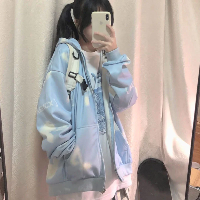 2021 New Blue Sky White Clouds Cardigan Jacket Female Jk Cute Couple Wear Spring and Autumn Hooded Plus Velvet Sweater Tide
2021 New Blue Sky White Clouds Cardigan Jacket Female Jk Cute Couple Wear Spring and Autumn Hooded Plus Velvet Sweater Tide