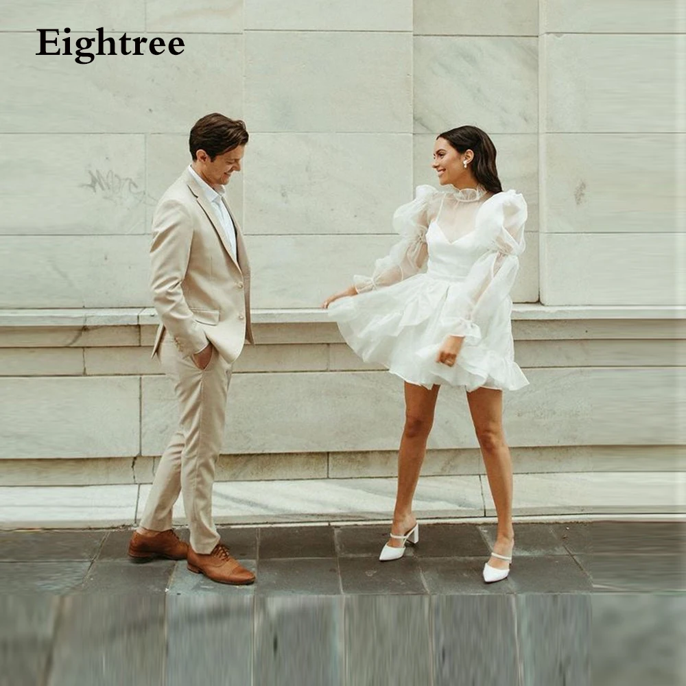 Eightree Vintage Ivory Organza Short Wedding Dresses Puff Long Sleeves Tie High Neck Ruffles Beach Wedding Bridal Gowns
Eightree Vintage Ivory Organza Short Wedding Dresses Puff Long Sleeves Tie High Neck Ruffles Beach Wedding Bridal Gowns