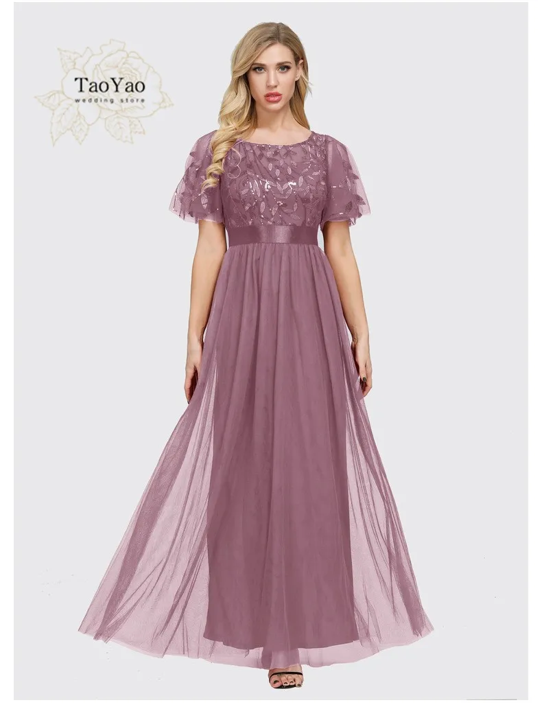 Элегантное вечернее платье для женщин с коротким рукавом с поясом с вышивкой длинное платье для женщин вечернее платье 
Элегантное вечернее платье для женщин с коротким рукавом с поясом с вышивкой длинное платье для женщин вечернее платье