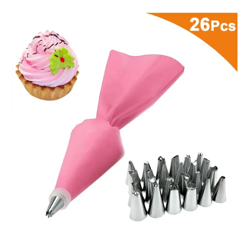 New 26Pcs/Set Silicone Pastry Bag Tips Kitchen Cake Icing Piping Cream Cake Decorating Tools Reusable Pastry Bags 24 Nozzle Set
New 26Pcs/Set Silicone Pastry Bag Tips Kitchen Cake Icing Piping Cream Cake Decorating Tools Reusable Pastry Bags 24 Nozzle Set