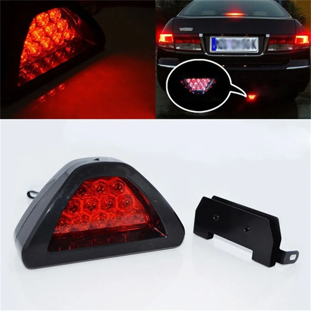 

F1 Style DRL Red 12 LED Rear Tail Stop Fog Triangular Brake Light Stop Safety Lamp Car Motor Free Ship LED Rear Tail Light