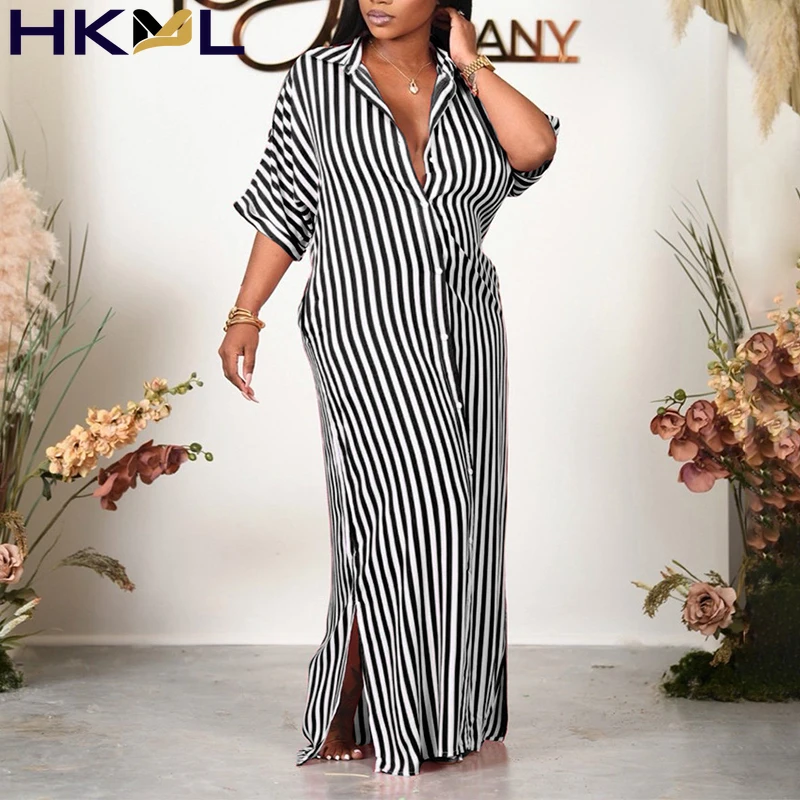 2021 Summer Women Dress Single-Breasted Striped Short Sleeve V-Neck Slit Oversized Casual Loose Dress
2021 Summer Women Dress Single-Breasted Striped Short Sleeve V-Neck Slit Oversized Casual Loose Dress