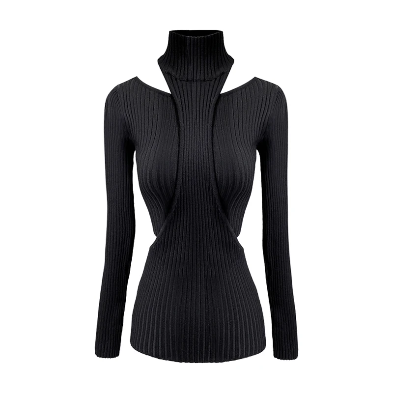 VGH Hollow Out Slim Sweater For Women Turtleneck Long Sleeve Slim Off Shoulder Sexy Knitted Tops Female Fashion New Clothing
VGH Hollow Out Slim Sweater For Women Turtleneck Long Sleeve Slim Off Shoulder Sexy Knitted Tops Female Fashion New Clothing