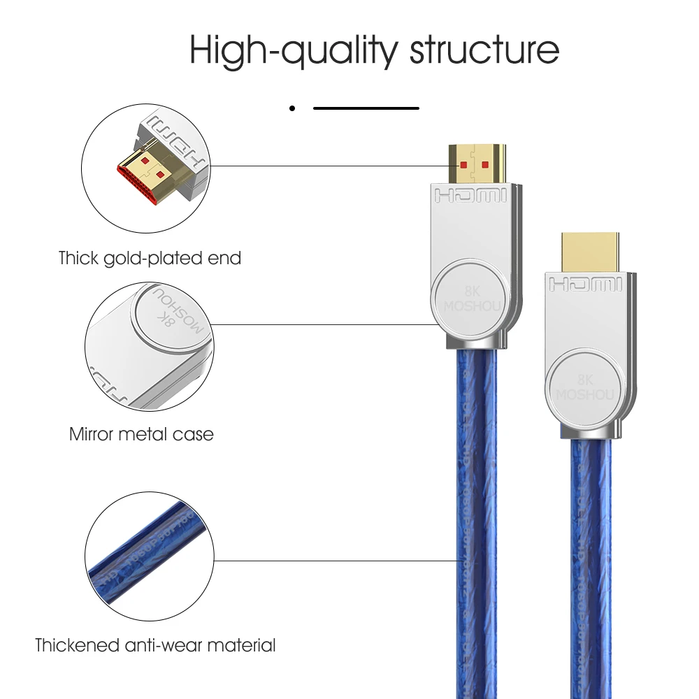 MOSHOU HD 2 1 кабель для PS4 ультра высокой четкости (UHD) 8K 48Gbs с аудио Ethernet совместимому