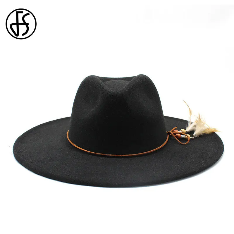 FS British Style Winter 9.5CM Wide Brim Hat Solid Big Wool Black Fedoras Hats Cap Men Women Panama Jazz Cap Sombreros De Hombre
FS British Style Winter 9.5CM Wide Brim Hat Solid Big Wool Black Fedoras Hats Cap Men Women Panama Jazz Cap Sombreros De Hombre