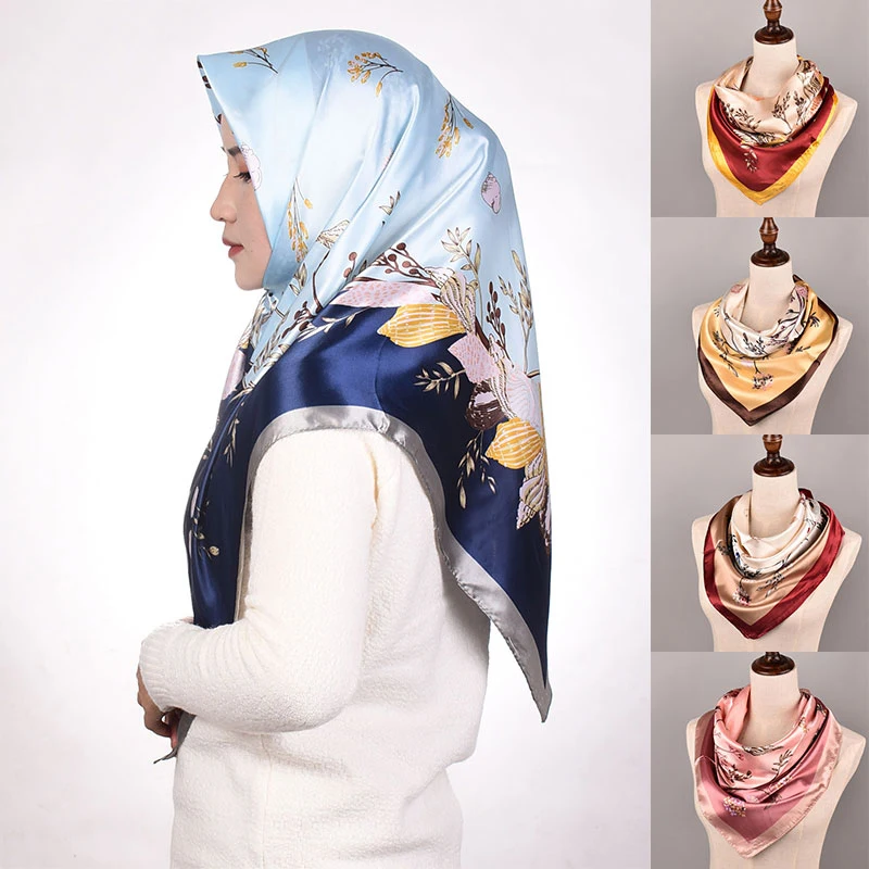 90*90cm Fashion Kerchief Hair Scarf Female's Floral Silk Satin Hijab Scarfs Bright-coloured Nice Print Square Shawl Four Seasons
90*90cm Fashion Kerchief Hair Scarf Female's Floral Silk Satin Hijab Scarfs Bright-coloured Nice Print Square Shawl Four Seasons