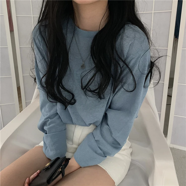 XZ1724 2021 new Clothes autumn Korean version loose net red long sleeve solid color t-shirt women
XZ1724 2021 new Clothes autumn Korean version loose net red long sleeve solid color t-shirt women