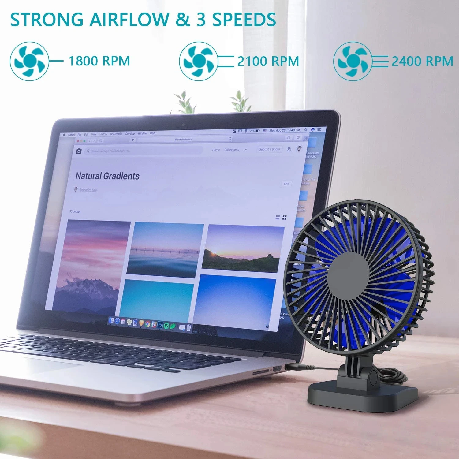Mini USB Desk Fan Better Cooling Perfect,Strong Airflow Whisper Quiet Portable Fan For Desktop Office Table,3 Speeds,4.9 Ft Cord 
Mini USB Desk Fan Better Cooling Perfect,Strong Airflow Whisper Quiet Portable Fan For Desktop Office Table,3 Speeds,4.9 Ft Cord