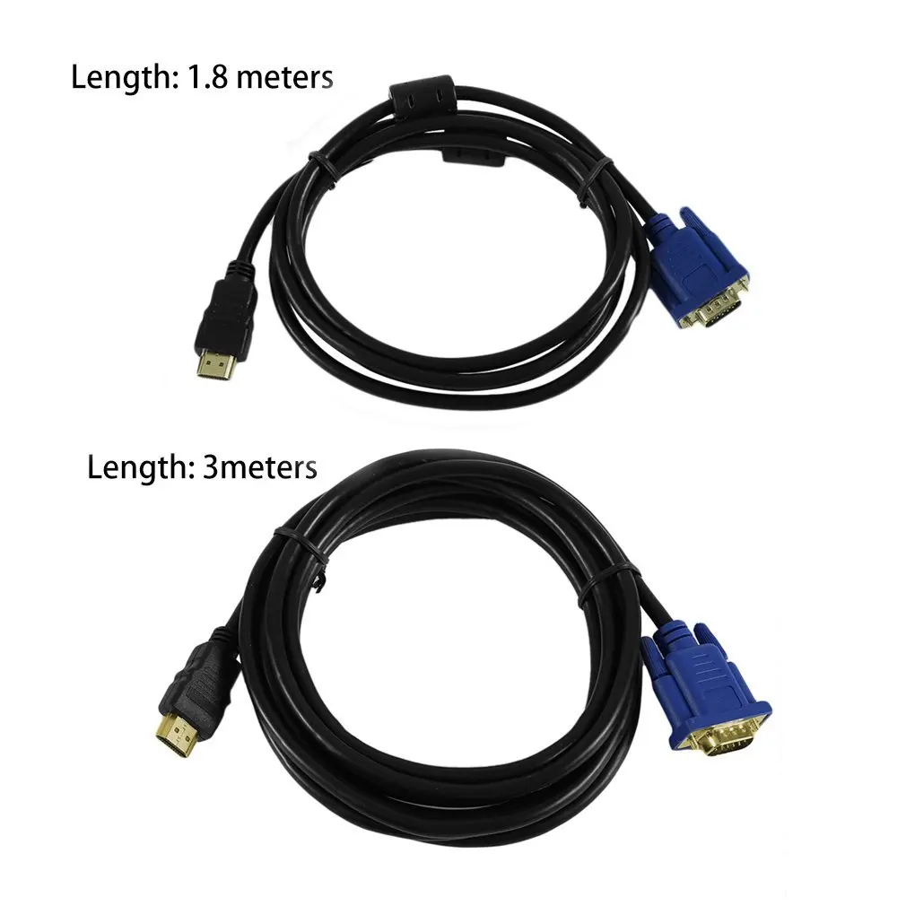 

1.8/3 Meters HDMI To VGA Cable 15Pin Adapter Male to Male Video 1024 x 768p High Definition Super Fast Transfer Rate.