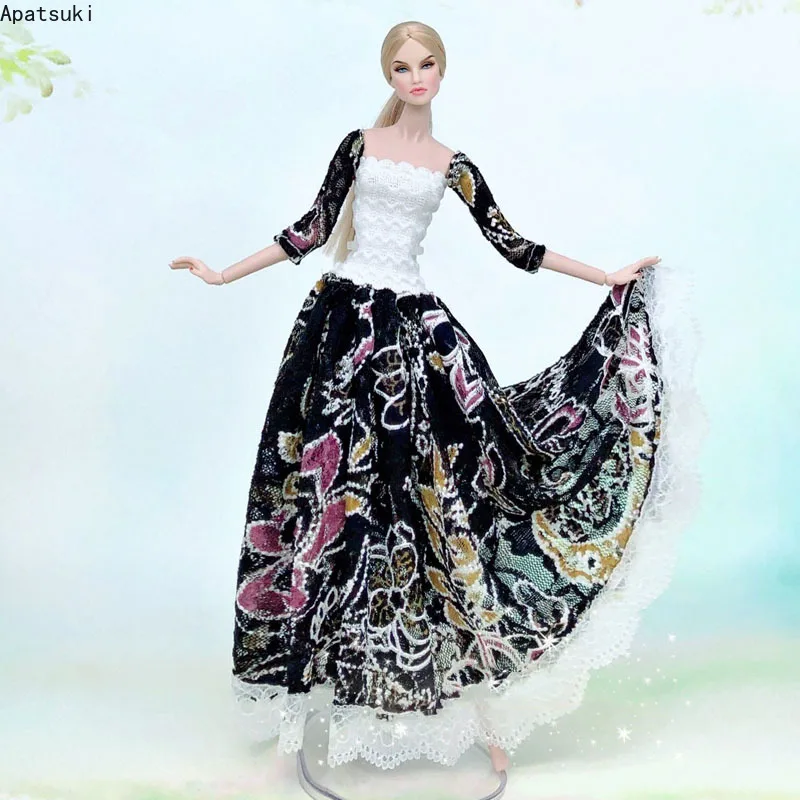 Black White Lace Dress For Barbie Outfits Fashion Doll Clothes Floral Long Gown 1/6 Dolls Accessories Toys For Children DIY
Black White Lace Dress For Barbie Outfits Fashion Doll Clothes Floral Long Gown 1/6 Dolls Accessories Toys For Children DIY