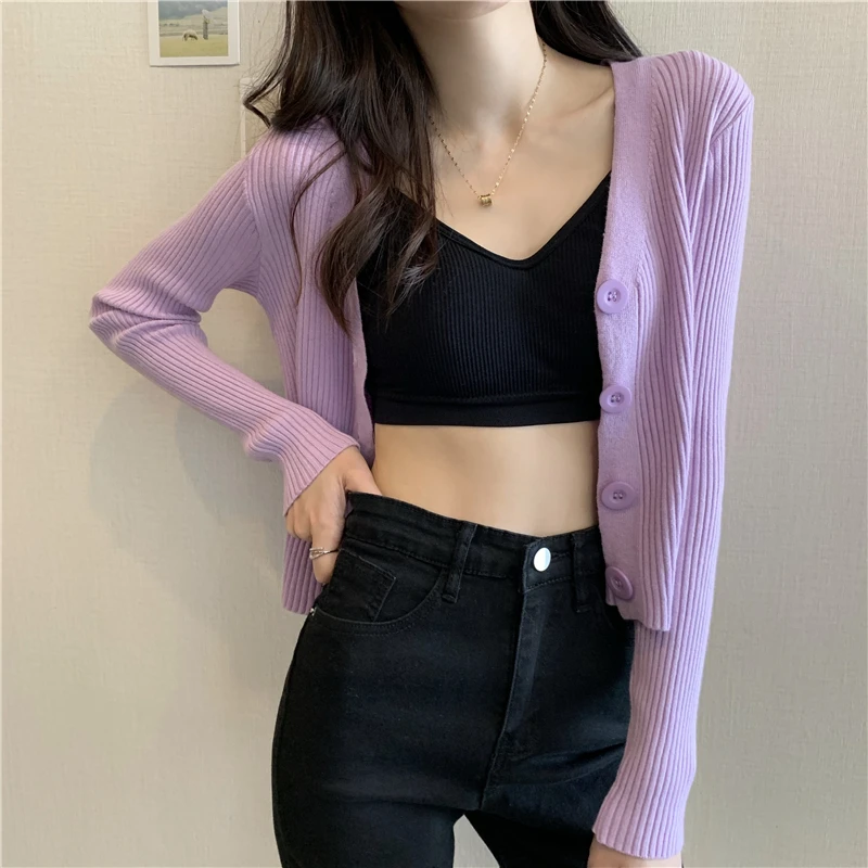 GOOHOJIO 2020 V-neck Short Cardigan Ladies Long Sleeve Knitted Sweater Women Tops Autumn Classic Casual Cardigan Women Sweater
GOOHOJIO 2020 V-neck Short Cardigan Ladies Long Sleeve Knitted Sweater Women Tops Autumn Classic Casual Cardigan Women Sweater