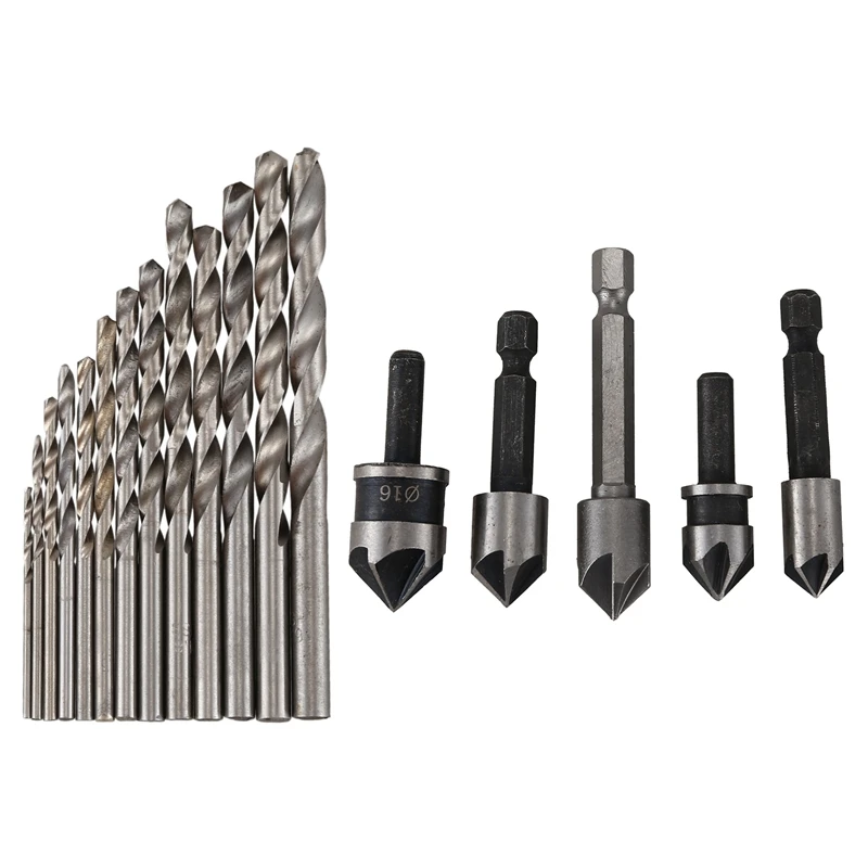 13 in 1 Straight Shank 1mm to 6.5mm Twist Drill Bits Set with 5Pc Industrial 5 Flutes Countersink Drill Bit Set
13 in 1 Straight Shank 1mm to 6.5mm Twist Drill Bits Set with 5Pc Industrial 5 Flutes Countersink Drill Bit Set
