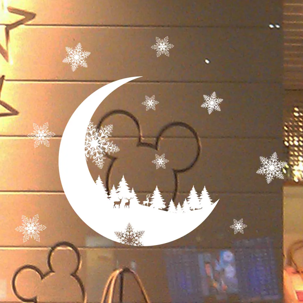 New Year Bedroom Window Glass Christmas Santa Claus Snow Household Decoration For Home Wall Stickers Wallpaper Accessori | Дом и сад