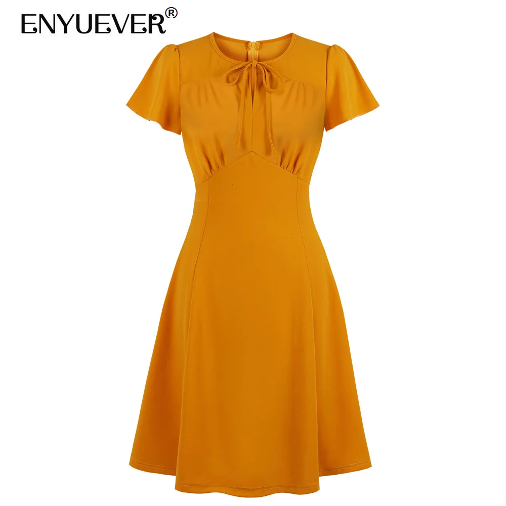 Enyuever Elegant Orange Women Dress Summer Clothes Bowknot High Waist Short Sleeve Swing Casual Party Office Ladies Dresses
Enyuever Elegant Orange Women Dress Summer Clothes Bowknot High Waist Short Sleeve Swing Casual Party Office Ladies Dresses