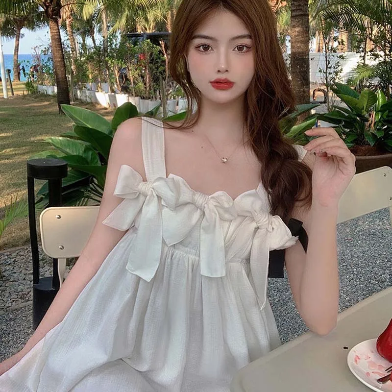 2021Real ShotSweet Fairy Strap Dress Women High Waist Slim White Summer Dress Korean Cute Bow Loose Solid Fashion Mini Dresses
2021Real ShotSweet Fairy Strap Dress Women High Waist Slim White Summer Dress Korean Cute Bow Loose Solid Fashion Mini Dresses