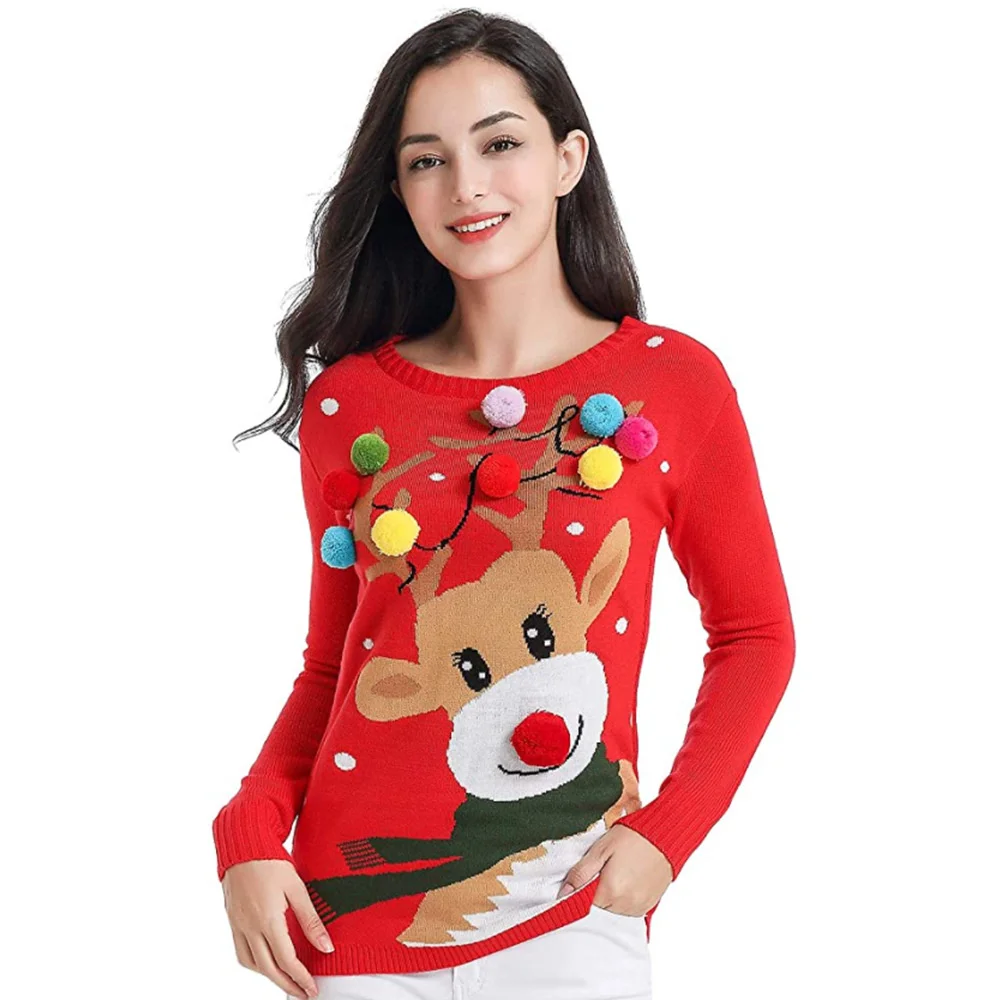 2021 New Christmas Sweater O-neck Red Knitted Pullover Long Sleeve Thick Warm Jumpers Womens Casual Loose Sweater Clothing
2021 New Christmas Sweater O-neck Red Knitted Pullover Long Sleeve Thick Warm Jumpers Womens Casual Loose Sweater Clothing