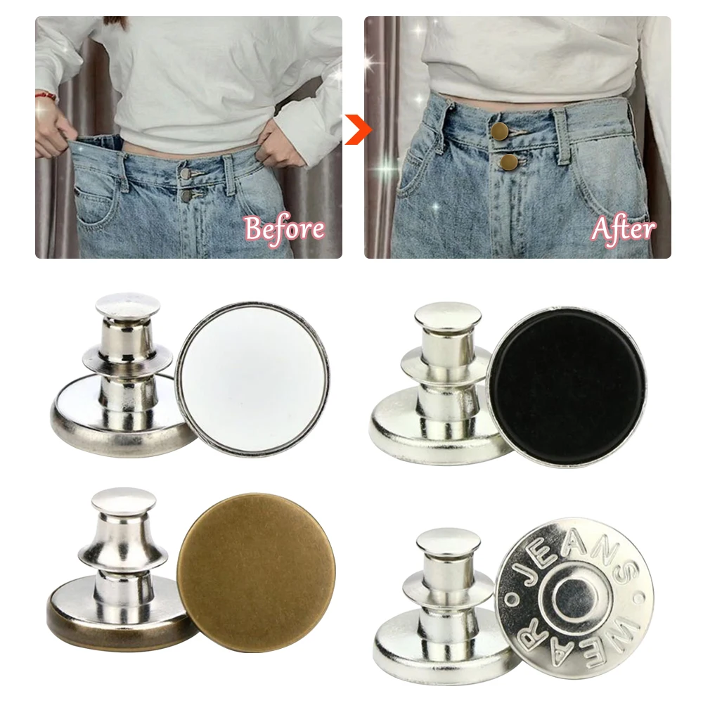 Snap Fastener Metal Pants Buttons for Clothing Jeans Perfect Fit Adjust pin Button self Increase Reduce Waist 17mm Free Sewing
Snap Fastener Metal Pants Buttons for Clothing Jeans Perfect Fit Adjust pin Button self Increase Reduce Waist 17mm Free Sewing