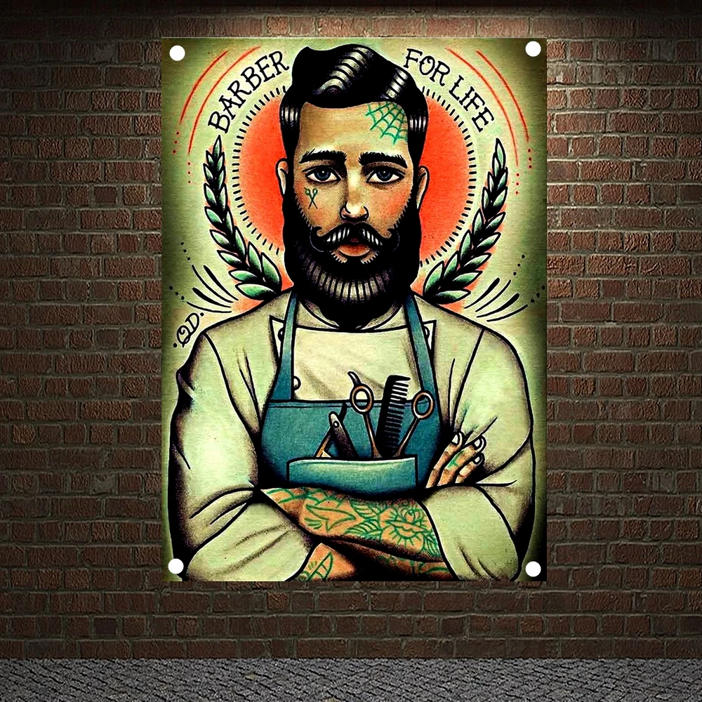 BARBER FOR LIFE Tattoo Banners Wall Art Retro Posters Canvas Painting Flag Wall Sticker Tapestry Tattoo Studio Barber Shop Decor 
BARBER FOR LIFE Tattoo Banners Wall Art Retro Posters Canvas Painting Flag Wall Sticker Tapestry Tattoo Studio Barber Shop Decor