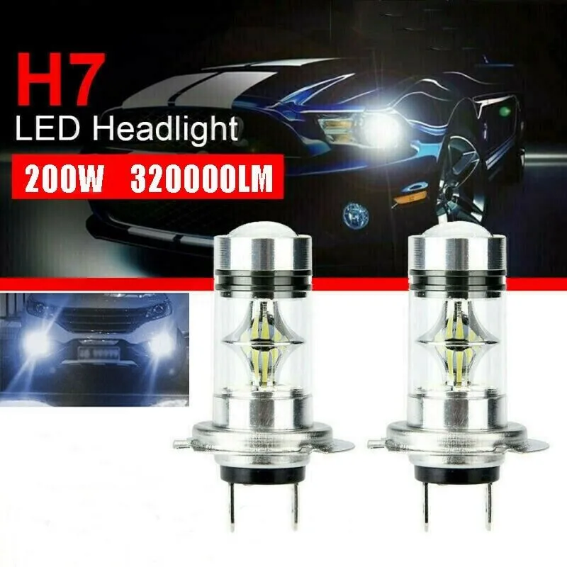 2X H7 LED Headlight High Low Beam Bulb Kit 6000K White 200W 320000LM Fog Light DC 12V to 24V
2X H7 LED Headlight High Low Beam Bulb Kit 6000K White 200W 320000LM Fog Light DC 12V to 24V