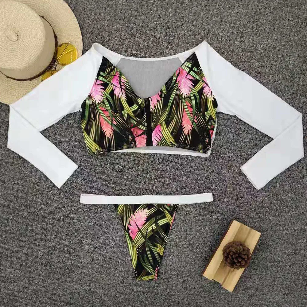 Floral Leaves Print One Piece Swimsuit Female Long Sleeve Mesh Bikini 2020 New Push Up Swimwear Women Thong Monokini Bodysuit
Floral Leaves Print One Piece Swimsuit Female Long Sleeve Mesh Bikini 2020 New Push Up Swimwear Women Thong Monokini Bodysuit