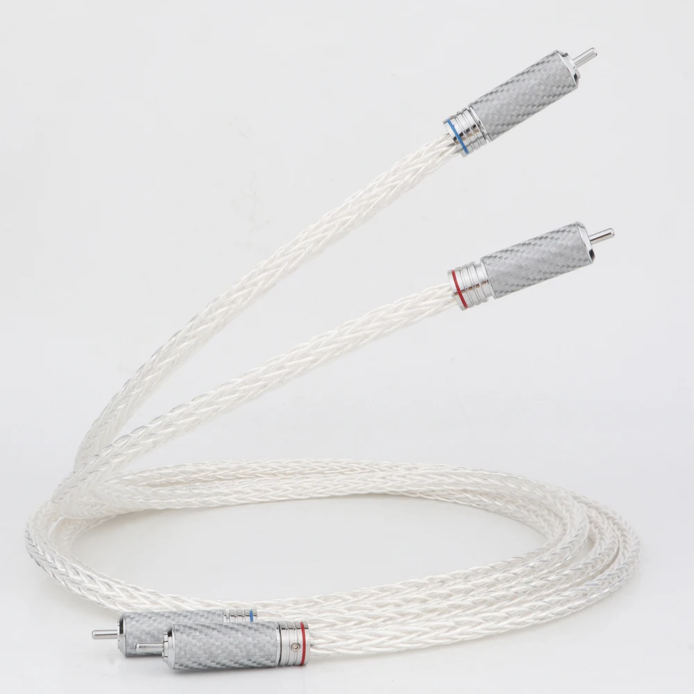 

Preffair пара Hi-End 8AG посеребренный OCC 16 нитей аудио кабель с углеродным волокном RCA штекер HIFI аналоговый Phono кабель