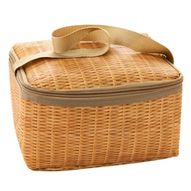 Portable Lunch Bag Insulated Thermal Cooler Lunch Box Waterproof Handbag Imitation Rattan Storage Food Container Box For picnic 
Portable Lunch Bag Insulated Thermal Cooler Lunch Box Waterproof Handbag Imitation Rattan Storage Food Container Box For picnic