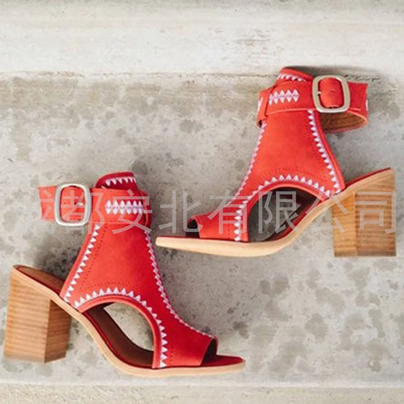 Woman Fashion Sandals Pu Leather Buckle Wedge Shoes Wedding Open Toe Heels Large Size 43 Rome Style Square High Heels
Woman Fashion Sandals Pu Leather Buckle Wedge Shoes Wedding Open Toe Heels Large Size 43 Rome Style Square High Heels