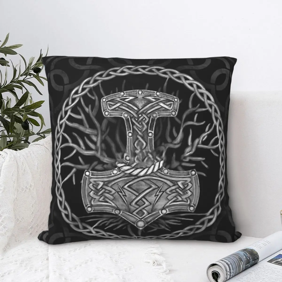 Mjolnir The Hammer Of Thor And Tree Of Life PillowCase Viking Norse Mythology Backpack Cushion Hug Pillowcase Decorative
Mjolnir The Hammer Of Thor And Tree Of Life PillowCase Viking Norse Mythology Backpack Cushion Hug Pillowcase Decorative
