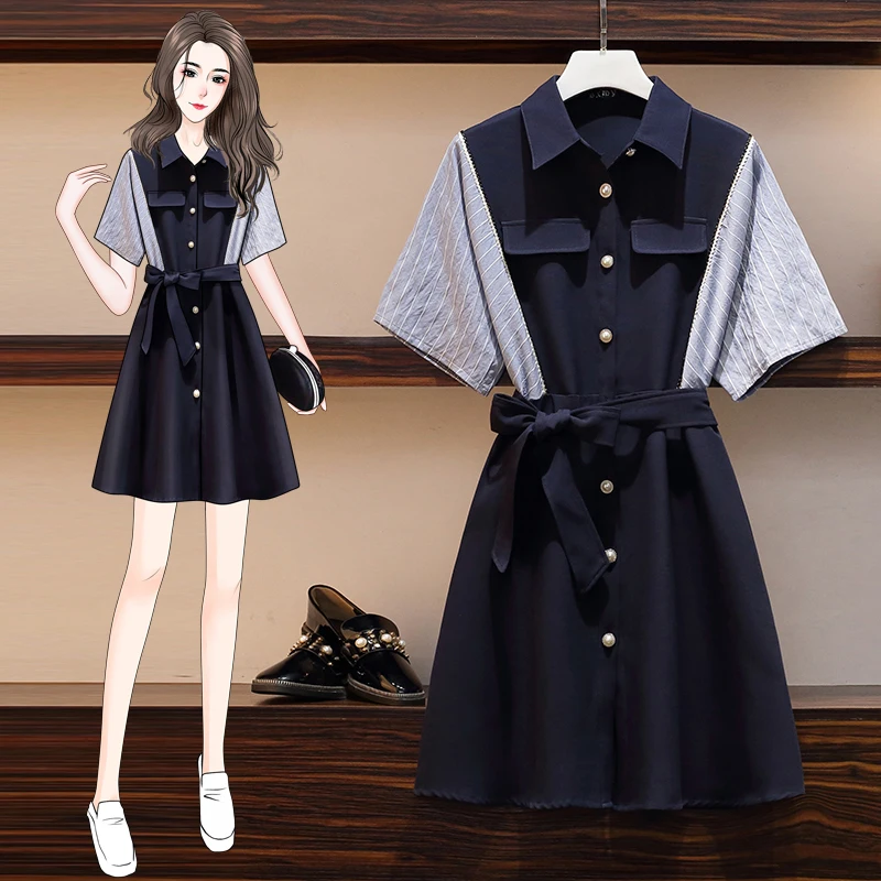 4XL Plus Size Women Elegant Shirt Dress Summer 2021 Fashion Striped Short Sleeve Patchwork Single-breasted Loose Ladies Dresses
4XL Plus Size Women Elegant Shirt Dress Summer 2021 Fashion Striped Short Sleeve Patchwork Single-breasted Loose Ladies Dresses