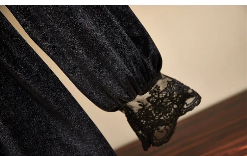 Elegant Plus Size Women Lace Patchwork Black Velvet Dresses For Women Solid V Neck Long Sleeve A-line Cocktail Dresses Vestidos
Elegant Plus Size Women Lace Patchwork Black Velvet Dresses For Women Solid V Neck Long Sleeve A-line Cocktail Dresses Vestidos