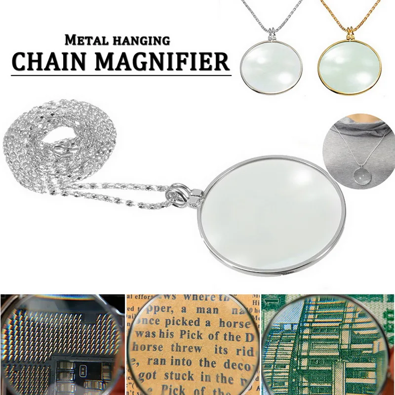 2020 Decorative Monocle Necklace With 5x Magnifier Magnifying Glass Pendant Gold Silver Plated Chain Necklace For Women Jewelry
2020 Decorative Monocle Necklace With 5x Magnifier Magnifying Glass Pendant Gold Silver Plated Chain Necklace For Women Jewelry