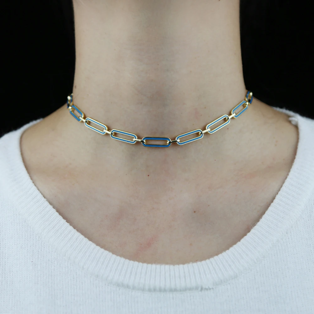 7 Colors Neon Enamel Open Link Chain Geometric Women Choker Colorful Safety Pin Rectangle Link Chain Necklace
7 Colors Neon Enamel Open Link Chain Geometric Women Choker Colorful Safety Pin Rectangle Link Chain Necklace