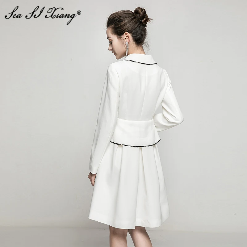 Seasixiang Fashion Designer Spring Dress Women's Long Sleeve Single-Breasted White Office Lady Dresses
Seasixiang Fashion Designer Spring Dress Women's Long Sleeve Single-Breasted White Office Lady Dresses