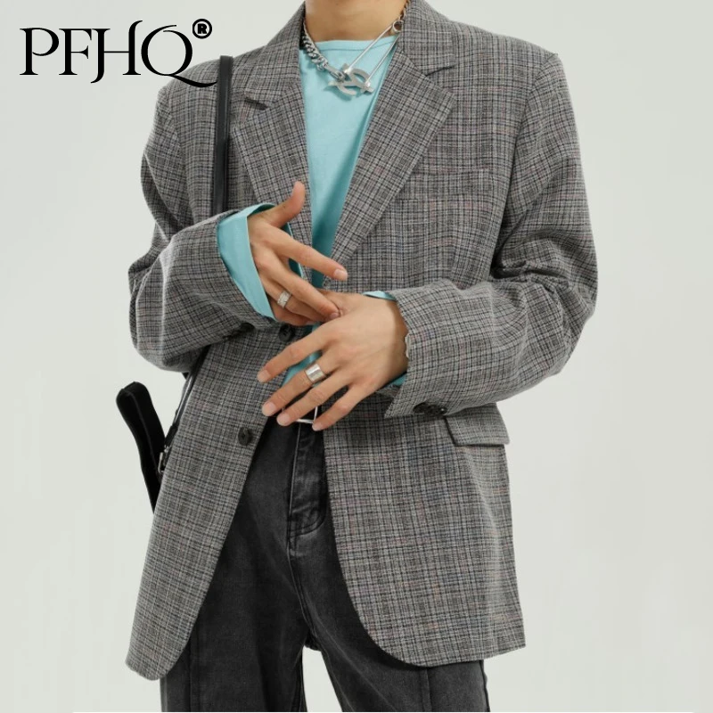 PFHQ 2021 Autumn New Fashion Lattice Coat Men's Trend Loose Vintage Back Vent Office Casual Notched Long Sleeve Blazer 21D318 
PFHQ 2021 Autumn New Fashion Lattice Coat Men's Trend Loose Vintage Back Vent Office Casual Notched Long Sleeve Blazer 21D318