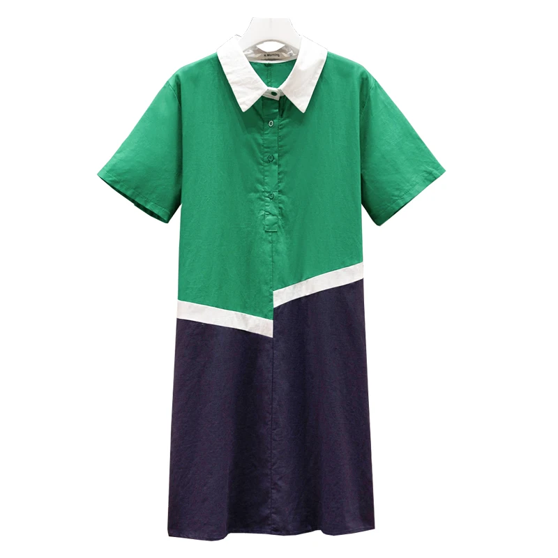 Plus Size Dress Women Loose Color Patchwork Polos Neck Shirt Dresses 2021 Summer New Fashion Thin Tencel Button Elegant Dress
Plus Size Dress Women Loose Color Patchwork Polos Neck Shirt Dresses 2021 Summer New Fashion Thin Tencel Button Elegant Dress
