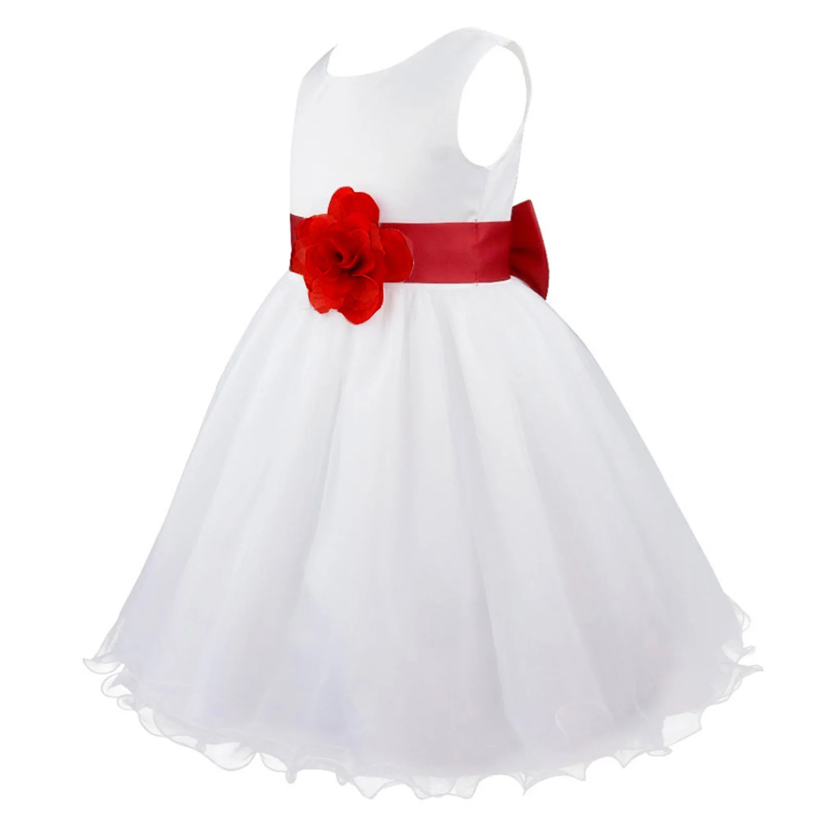 

Girls' Summer Puffy Casual Dresses Flower Belt Baby Girl Wedding Easter Ruffled Tulle Petal Princess Dresses for Party Brithday