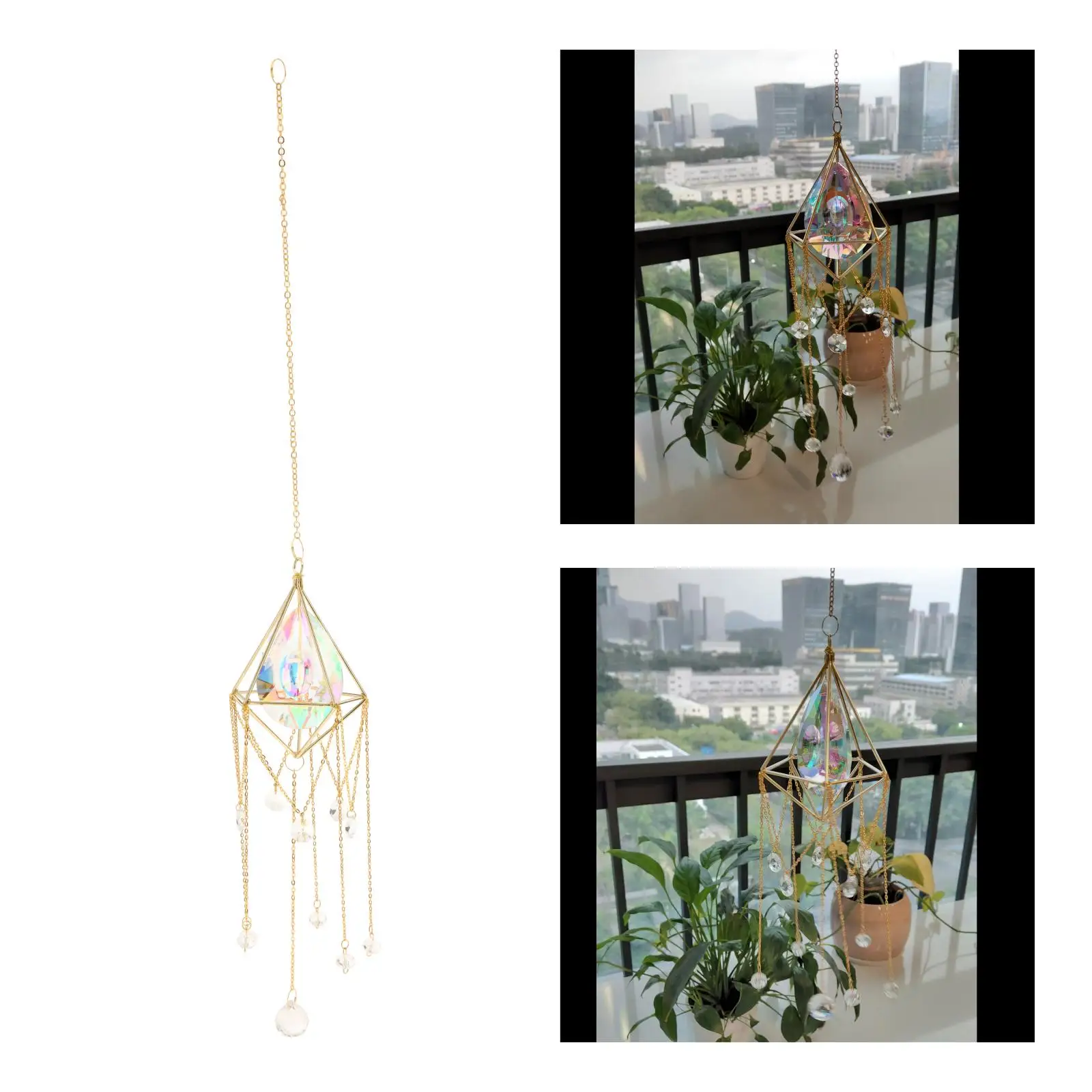 Crystals Hanging Prisms Wind Chime Ornament Rainbow Maker Crystal Pendants for Home,Office ,Garden Decoration 
Crystals Hanging Prisms Wind Chime Ornament Rainbow Maker Crystal Pendants for Home,Office ,Garden Decoration