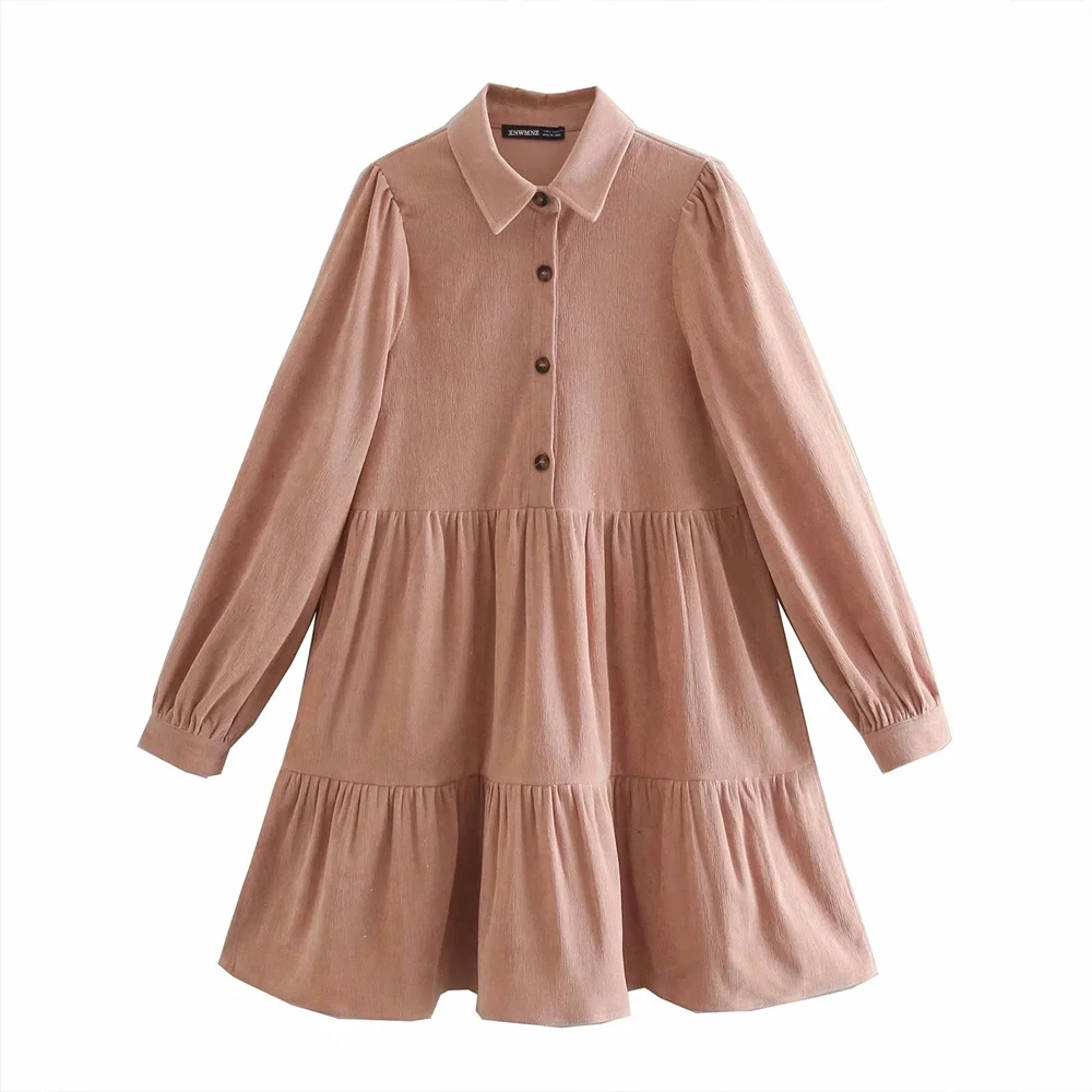 XNWMNZ Women New Sweet Fashion Ruffled Corduroy Mini Dress Vintage Lapel Collar Long Sleeve With Buttons Female Dresses Mujer
XNWMNZ Women New Sweet Fashion Ruffled Corduroy Mini Dress Vintage Lapel Collar Long Sleeve With Buttons Female Dresses Mujer