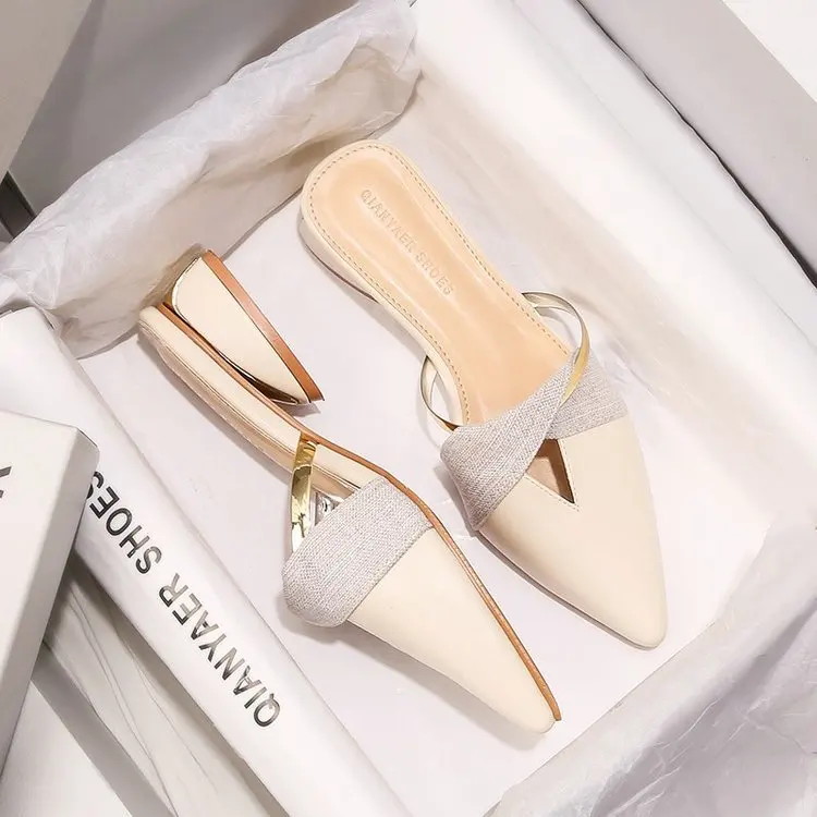 Elegant Low Heel Women Mules Summer Sexy Pointed-Toe Ladies Slippers Slip on Leisure Ladies Office Shoes Beige Pumps Female2021
Elegant Low Heel Women Mules Summer Sexy Pointed-Toe Ladies Slippers Slip on Leisure Ladies Office Shoes Beige Pumps Female2021